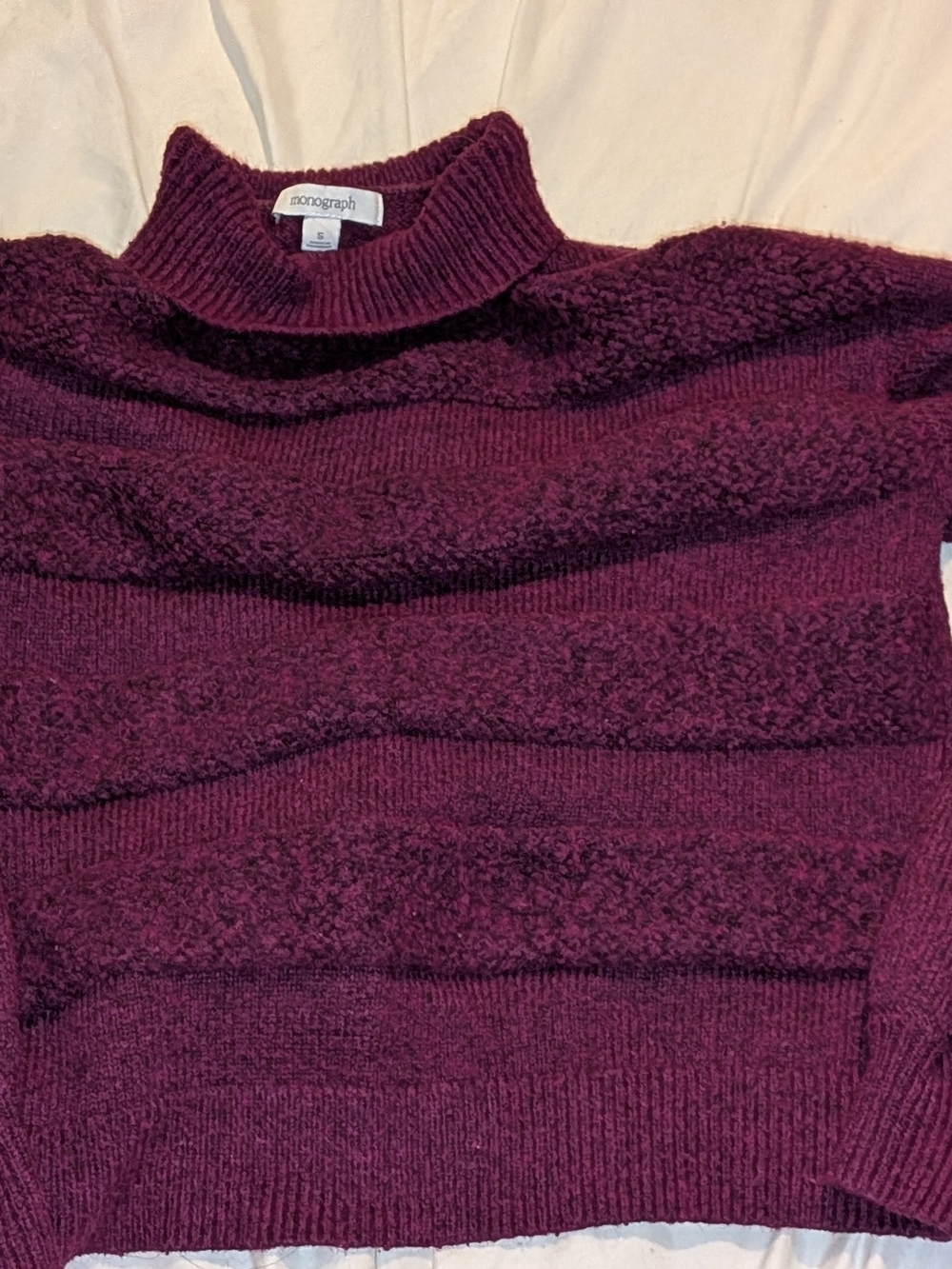 Monograph Women's Wine-Colored Turtleneck Textured Sweater